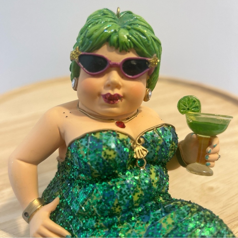 December Diamonds Mermaid Green Margarita Sparkle Holiday Ornament - Picture 2 of 10